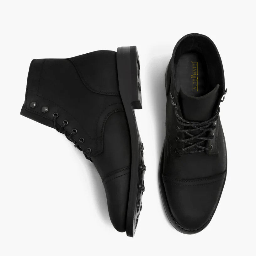 NUBUCK COMBAT BOOTS-SUEDE BLACK