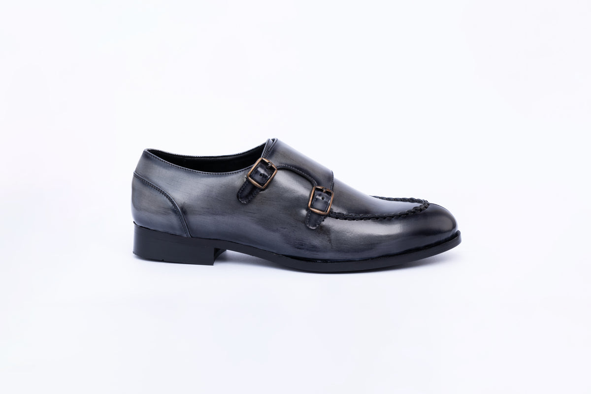 MONK STRAPS WITH TOE STITCH-GREY
