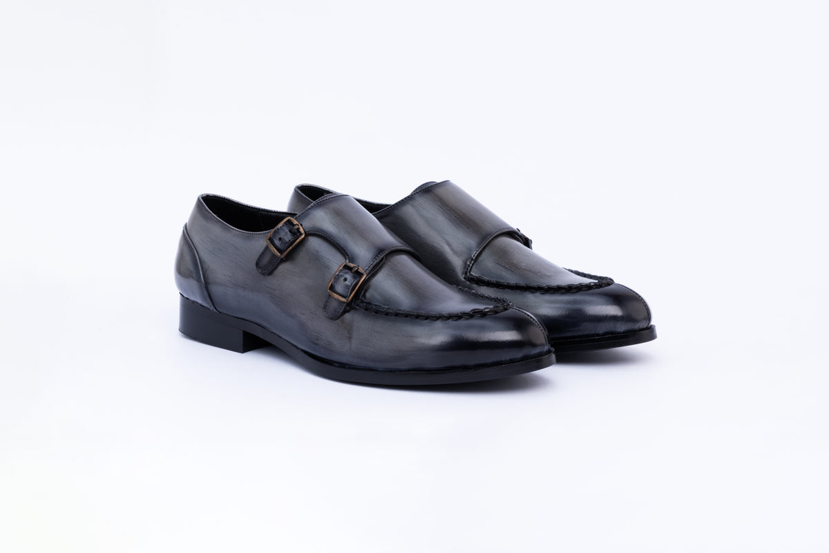 MONK STRAPS WITH TOE STITCH-GREY
