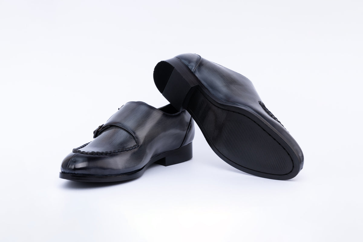 MONK STRAPS WITH TOE STITCH-GREY