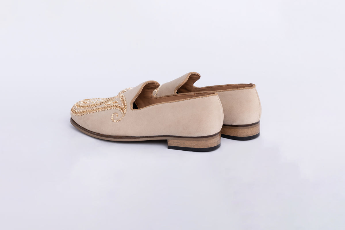 PAISLEY EMBROIDERY SLIP-ONS-BEIGE