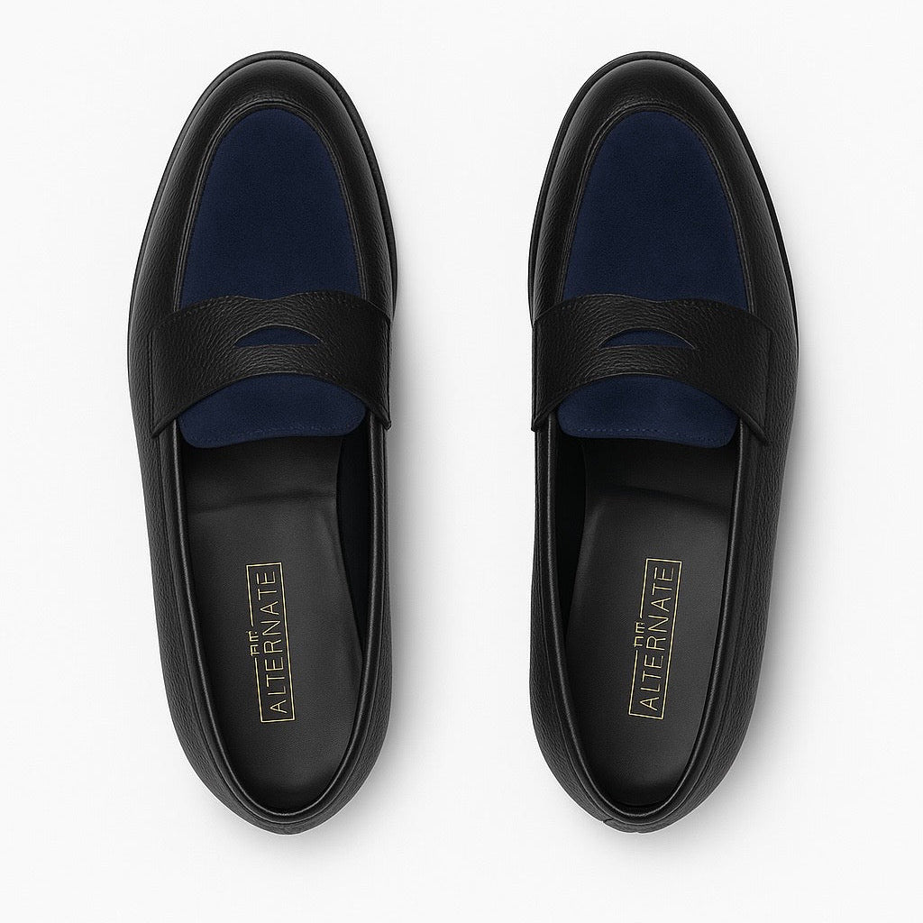 PENNY LOAFERS IN MIDNIGHT NAVY SUEDE