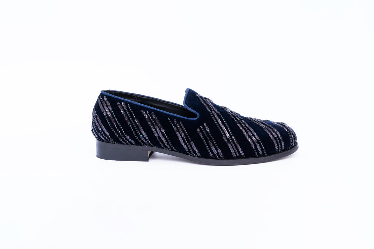 SEQUENCE EMBROIDERY SLIP-ONS-BLUE