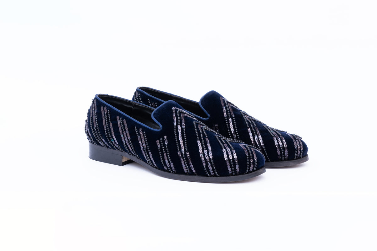SEQUENCE EMBROIDERY SLIP-ONS-BLUE