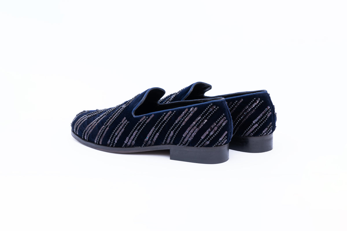 SEQUENCE EMBROIDERY SLIP-ONS-BLUE