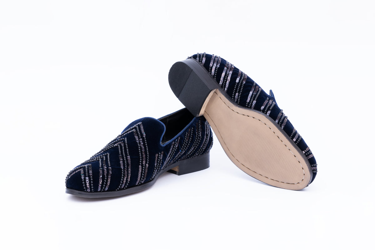 SEQUENCE EMBROIDERY SLIP-ONS-BLUE