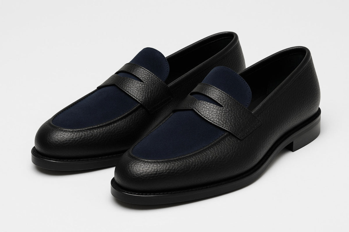 PENNY LOAFERS IN MIDNIGHT NAVY SUEDE