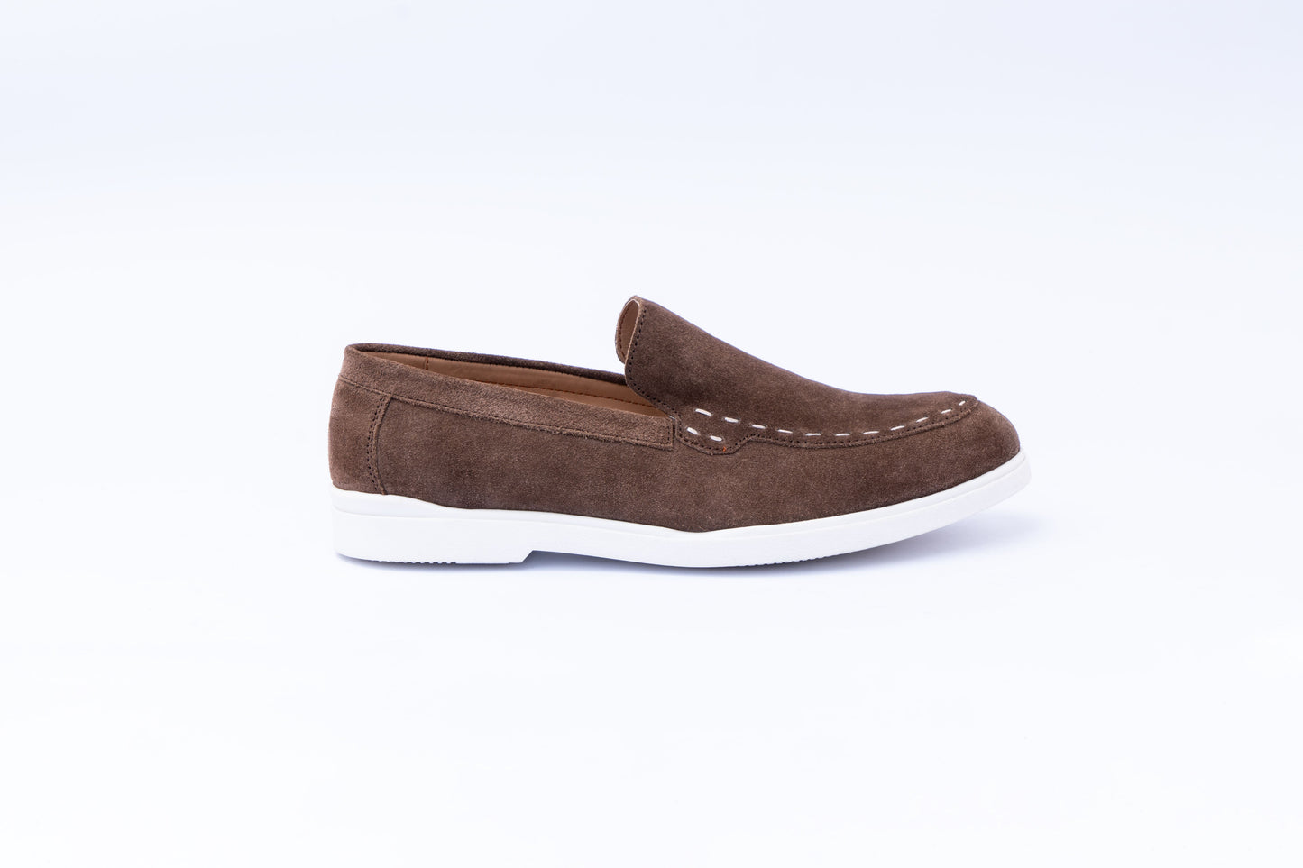 SUEDE SLIP-ONS WITH THREAD DETAIL- BROWN