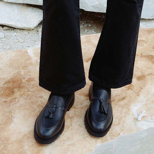 Black Tassel Loafer With Comondo Out Sole