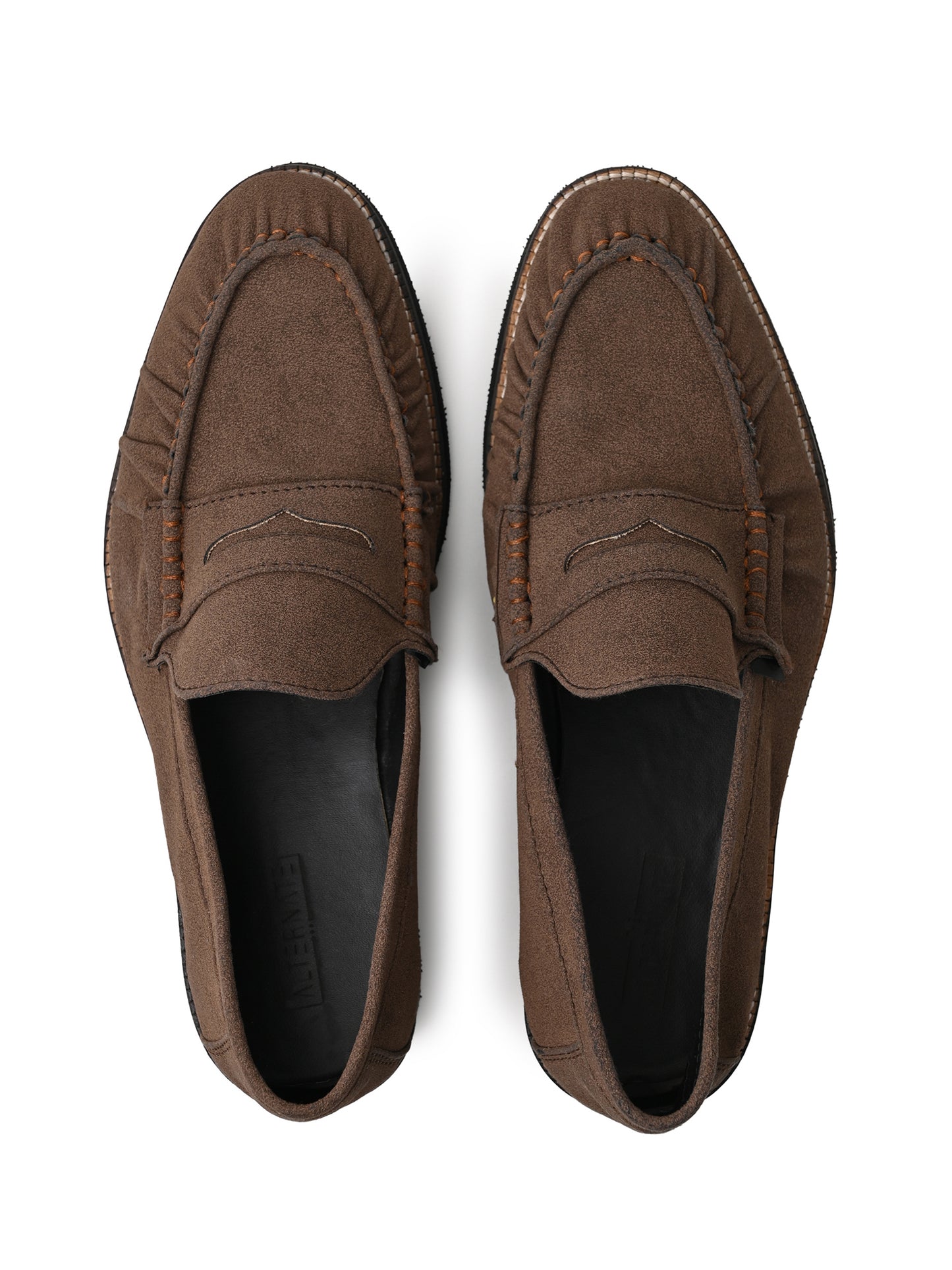 UNLINED WOVEN BROWN PENNY LOAFERS-BROWN