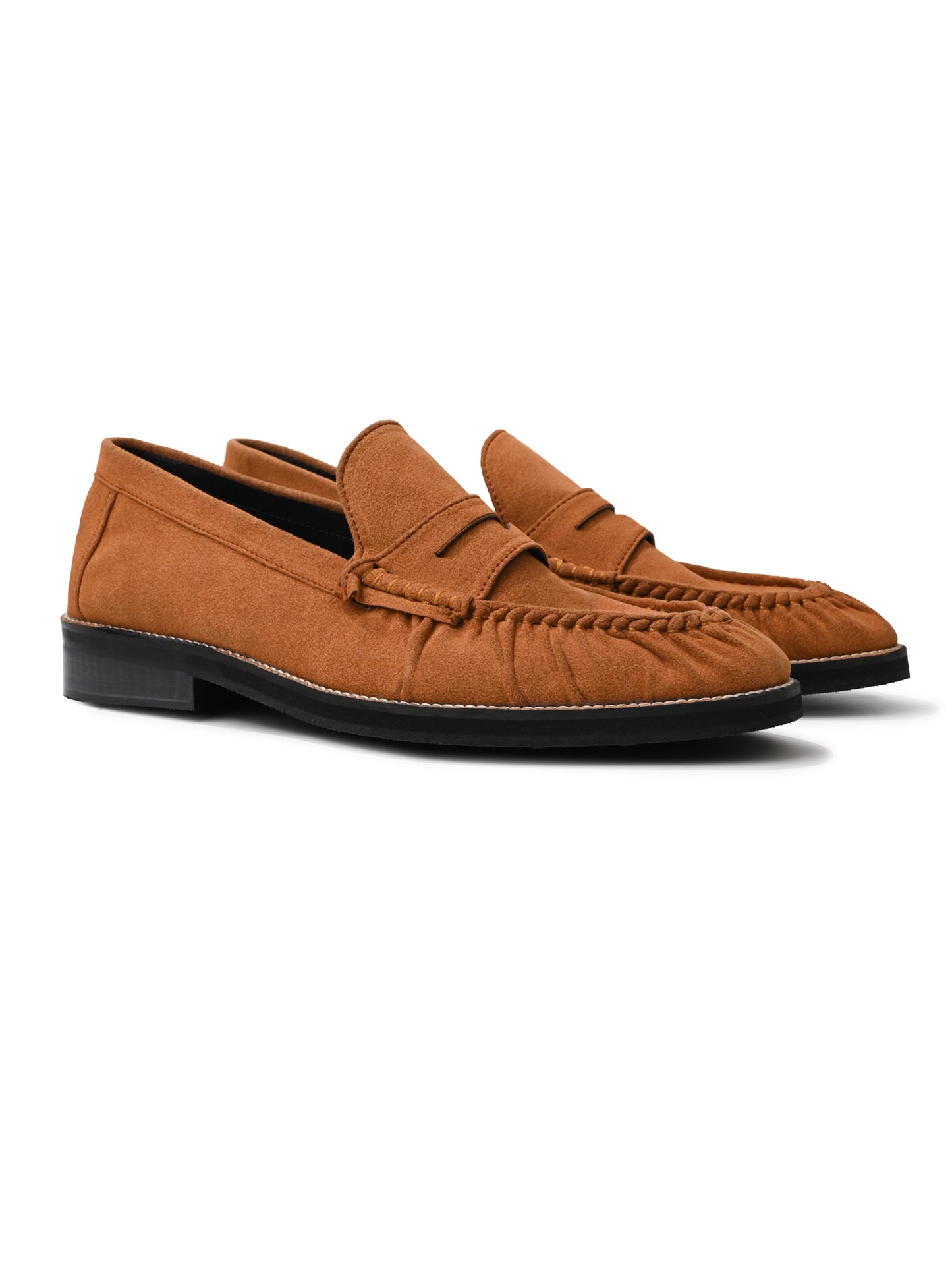 UNLINED WOVEN PENNY LOAFERS-TAN