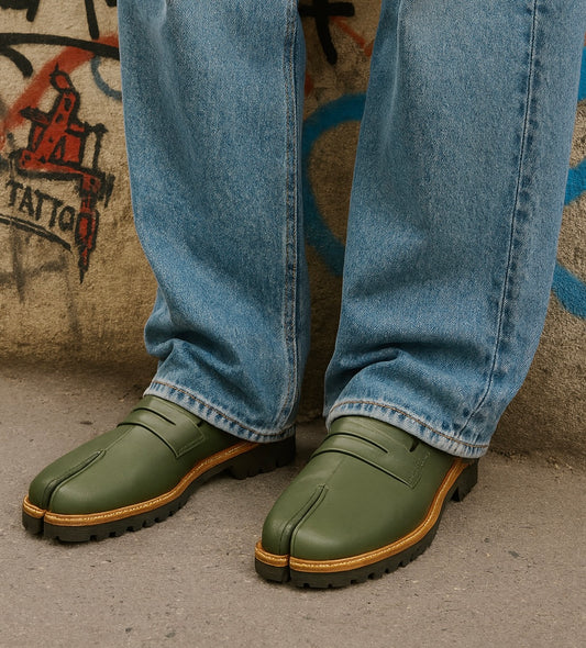 TABI-TOE SLIP-ONS-OLIVE