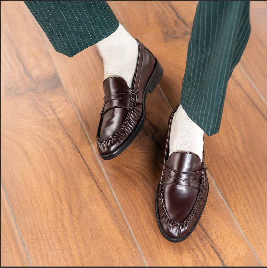 UNLINED WOVEN PENNY LOAFERS-CHERRY