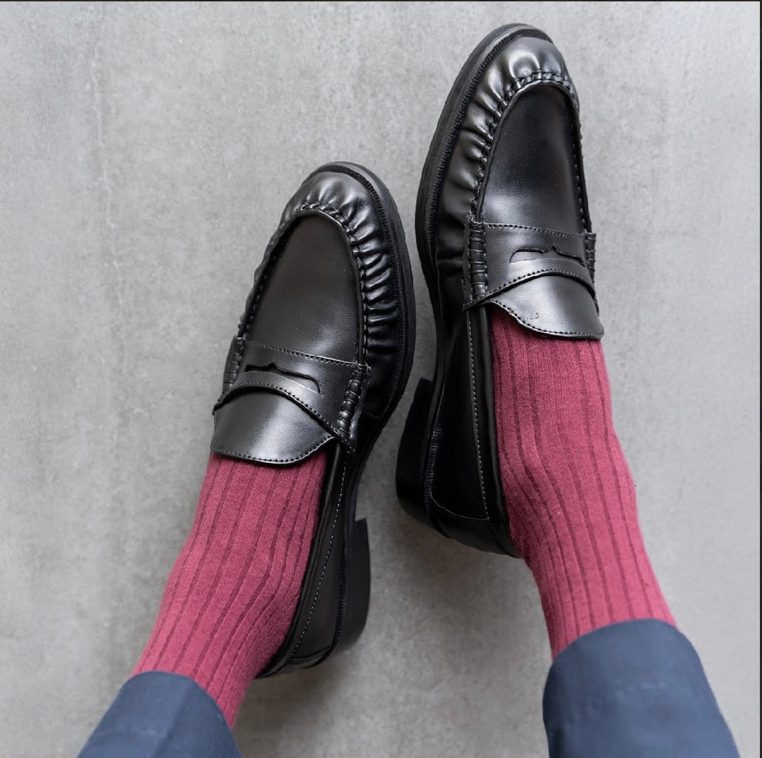 UNLINED WOVEN FAUX LEATHER PENNY LOAFERS- BLACK