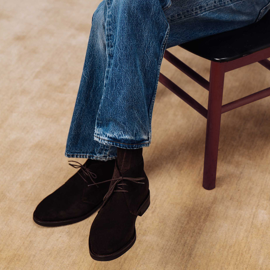 Black Jeans Black Dress Chukka Boots Blazer Black Desert Boots