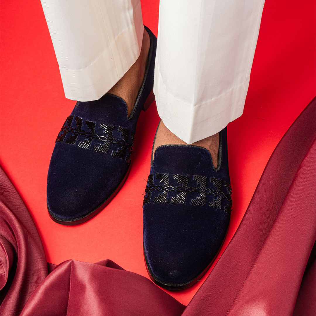 The Alternate velvet slip-ons- Blue