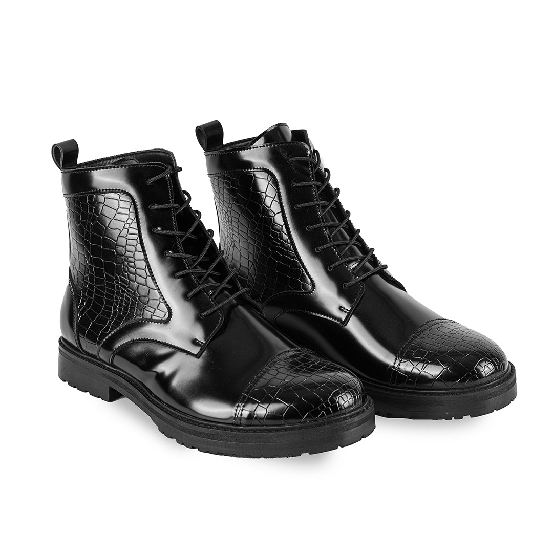 LACE UP ANKLE BOOT BLACK