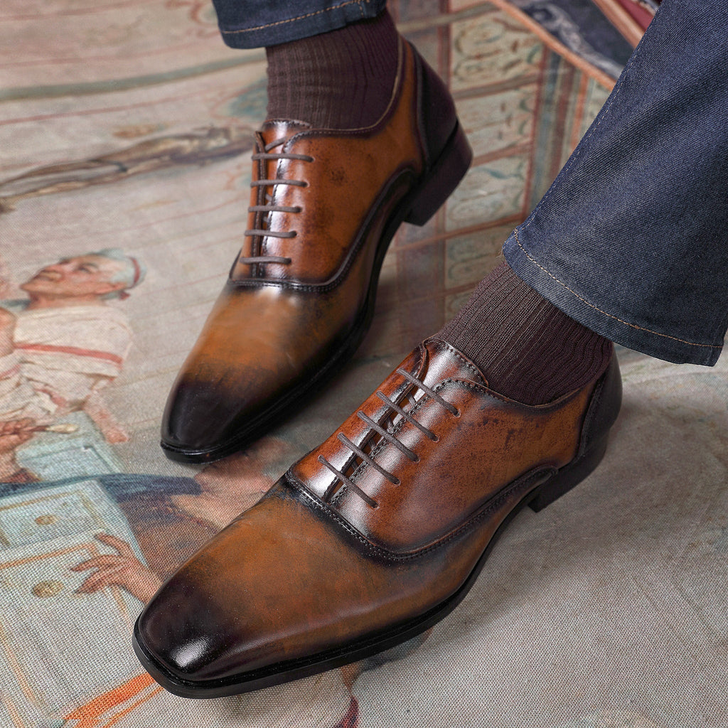 DERBY LACE UP WITH MARBLE PATINA - HEIGHT ELEVATION