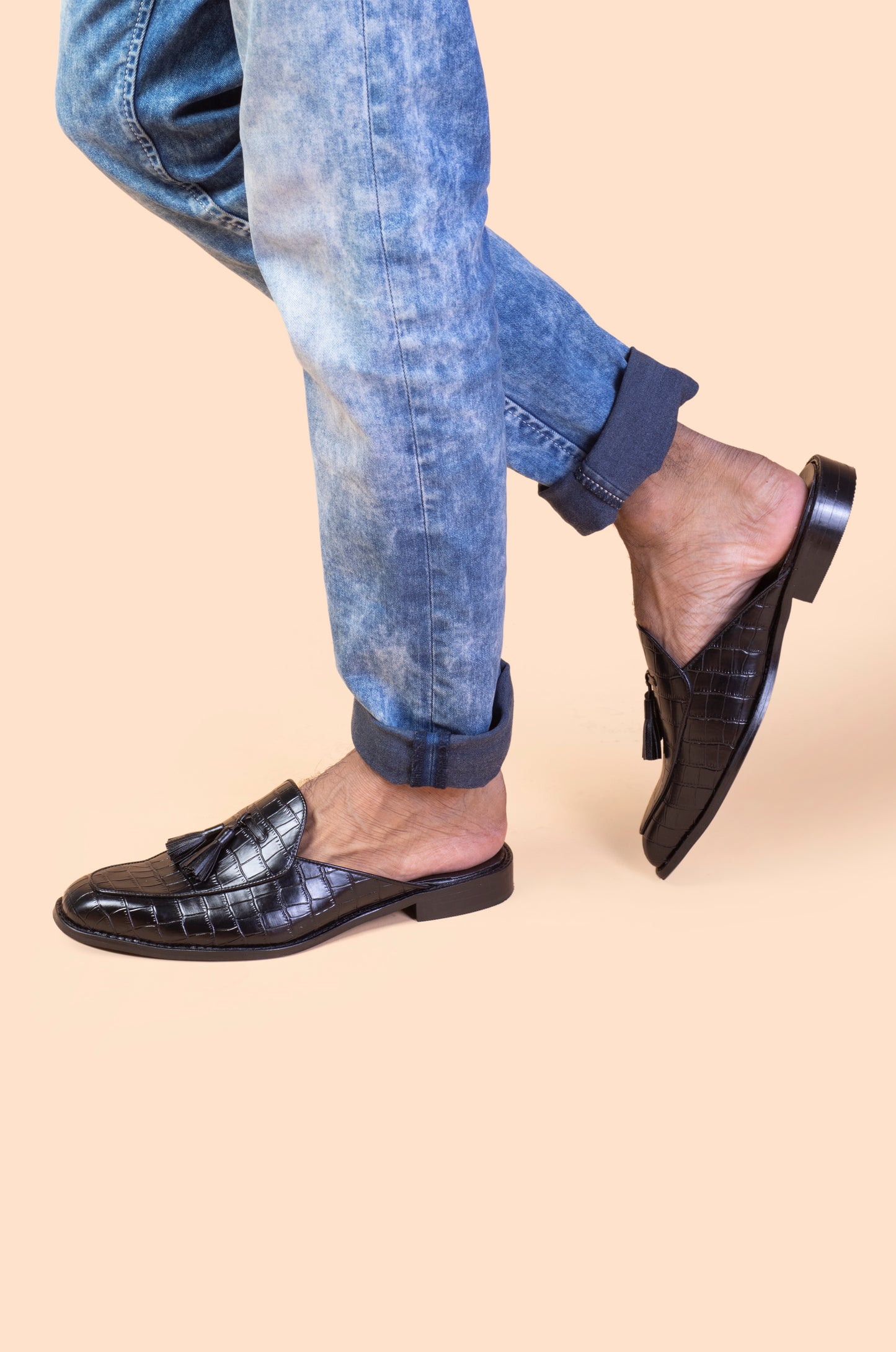 ALLIGATOR MULES-BLACK