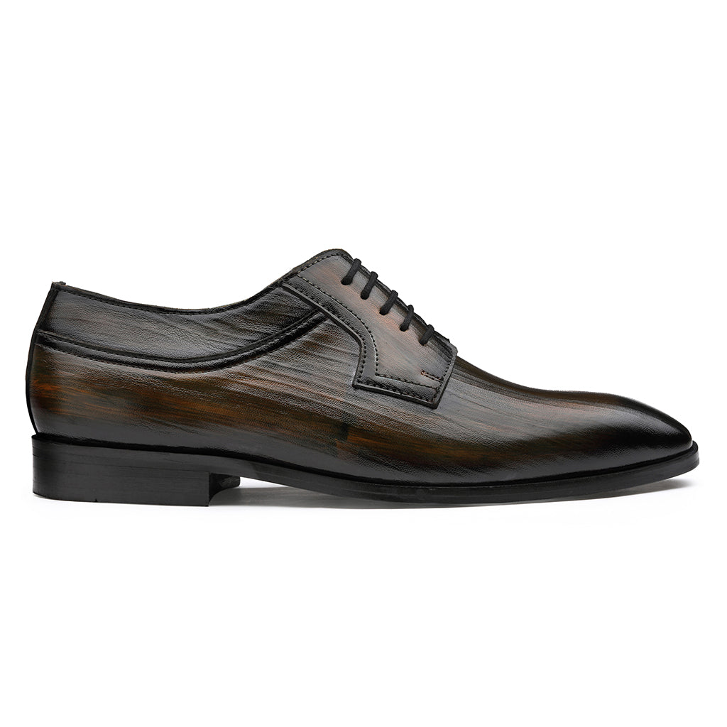 DERBY LACE-UPS WITH BRUSHED PATINA - HEIGHT ELEVATION