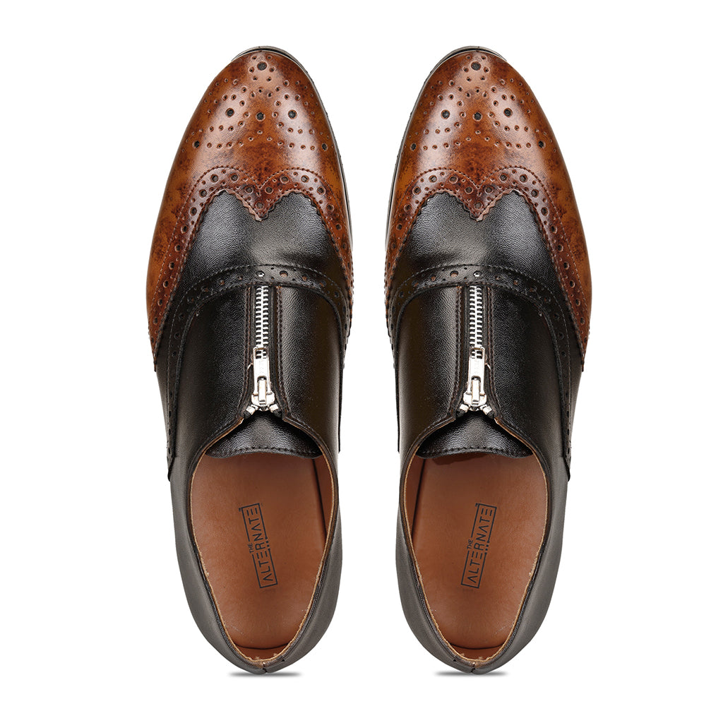BROGUES WITH ZIP DETAIL