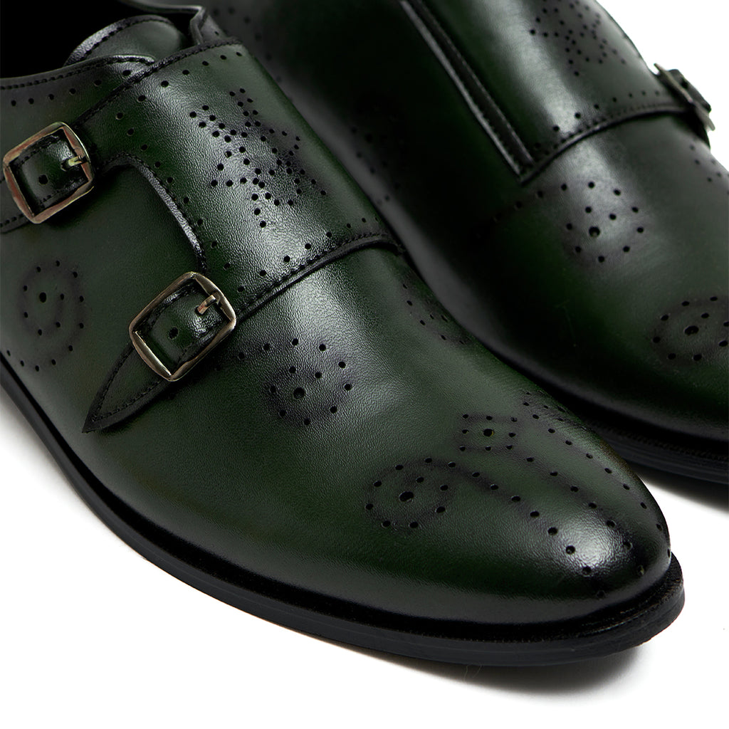 PERFORATED DOUBLE MONK- GREEN