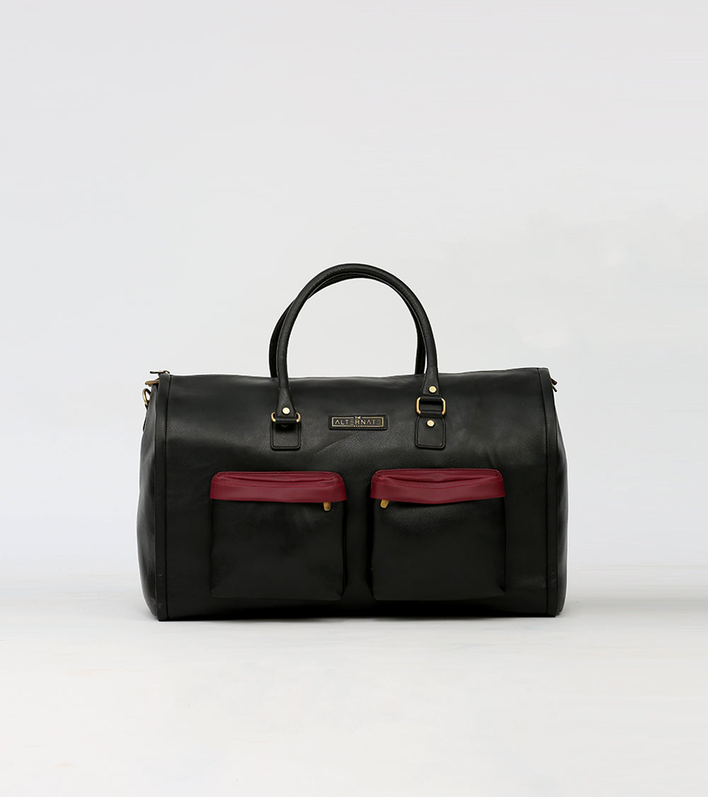 Black weekender bag