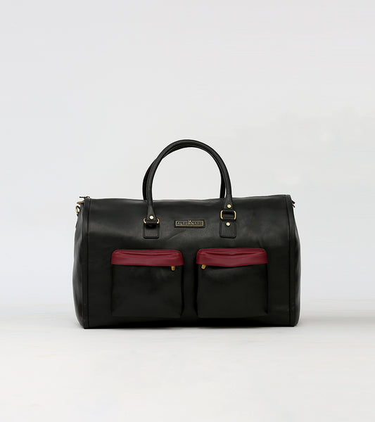 Black weekender bag