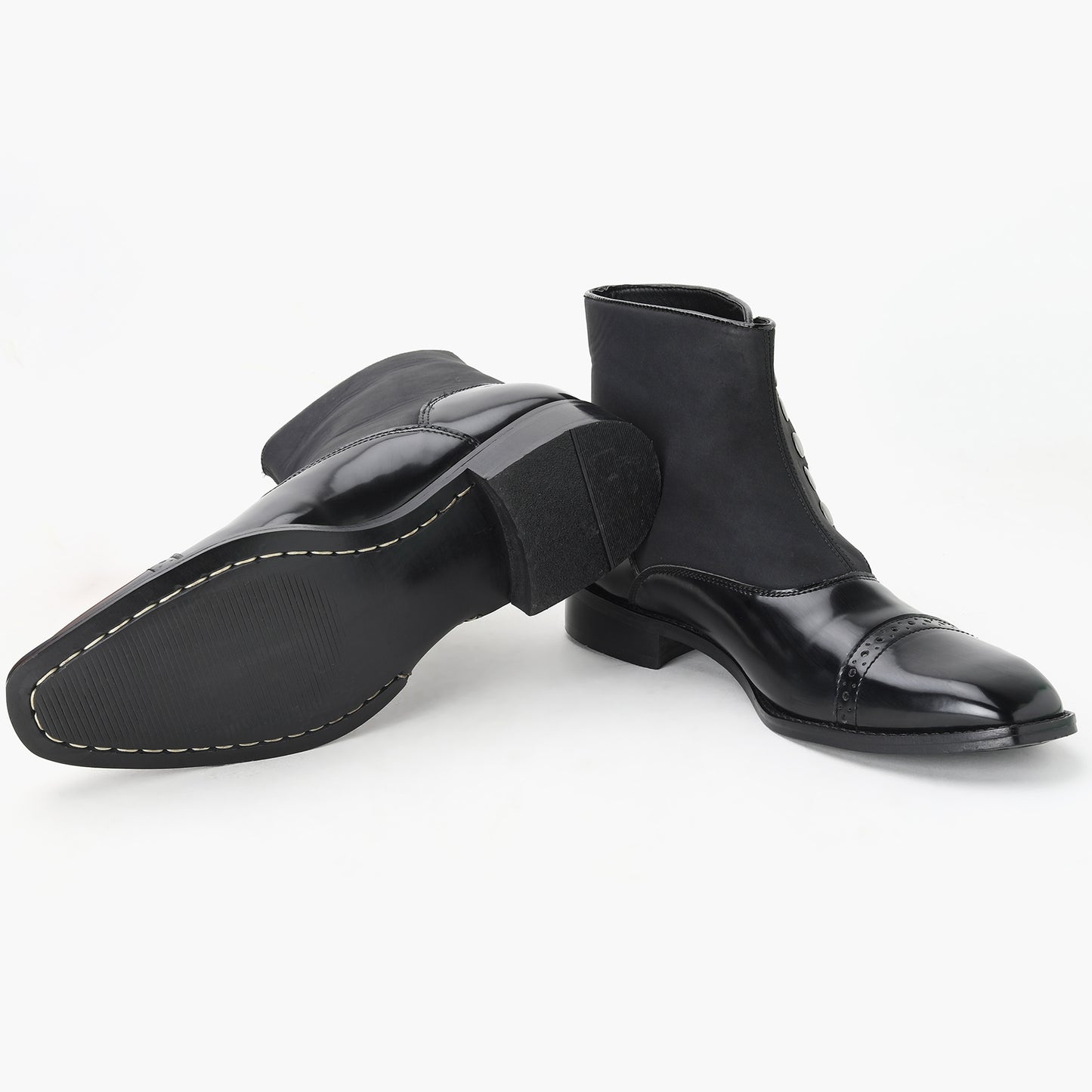 BUTTON ANKLE BOOTS-BLACK - HEIGHT ELEVATION