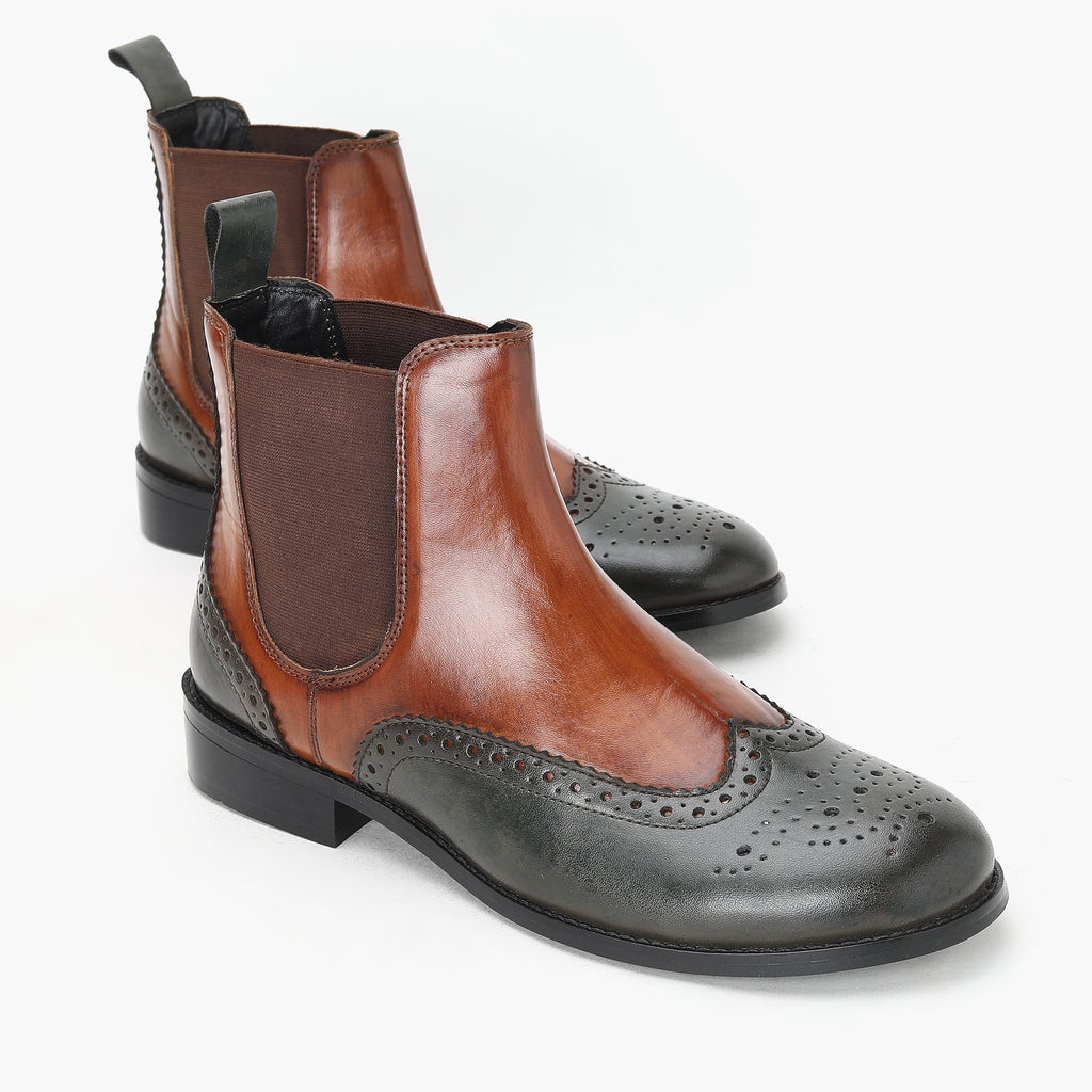PATINA BOOTS WITH BROGUE DETAIL - HEIGHT ELEVATION