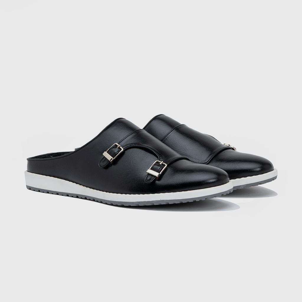 MONK STRAP MULES-BLACK