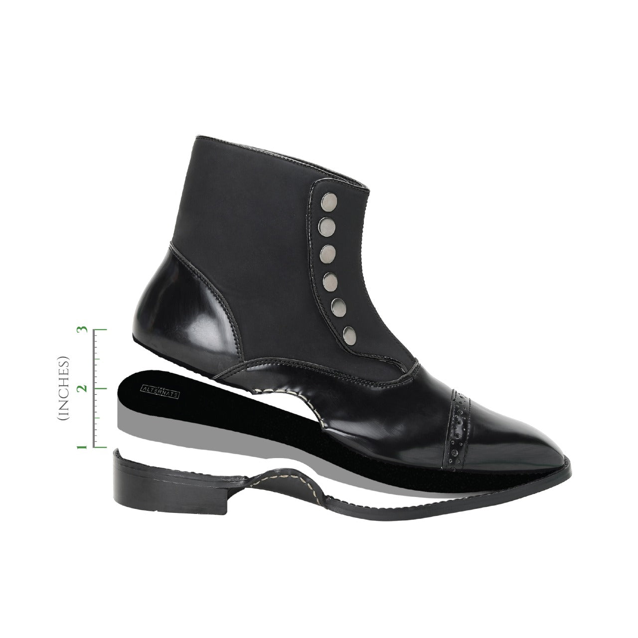 BUTTON ANKLE BOOTS-BLACK HEIGHT ELEVATION – The Alternate