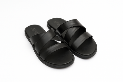 BLACK STRAP SANDALS