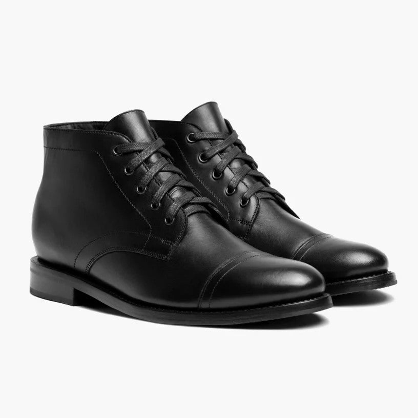 LACE BOOTS WITH TOE CAP- BLACK