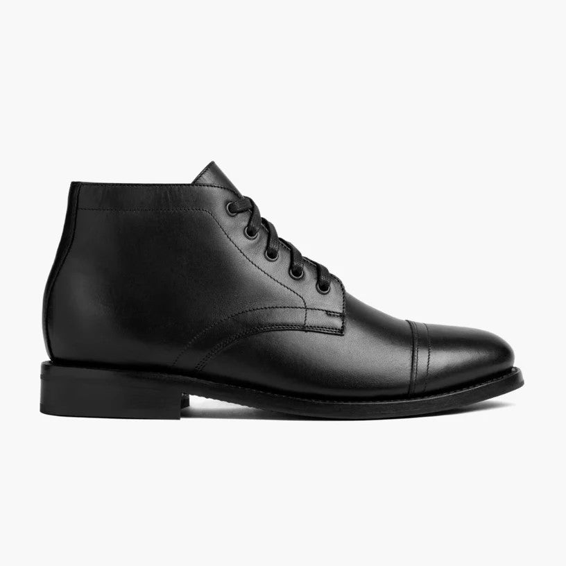 LACE BOOTS WITH TOE CAP- BLACK