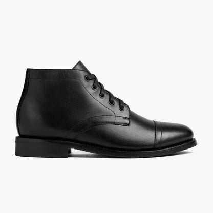 LACE BOOTS WITH TOE CAP- BLACK