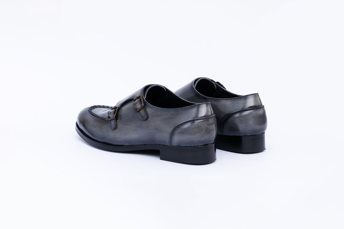 MONK STRAPS WITH TOE STITCH-GREY