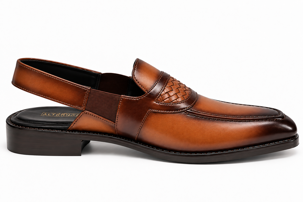 TAN WEAVING MULE