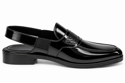 BLACK SANDALS WITH HAND WOVEN DETAIL