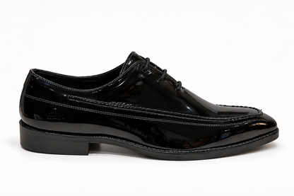 PATENT DERBY LACE-UP- BLACK