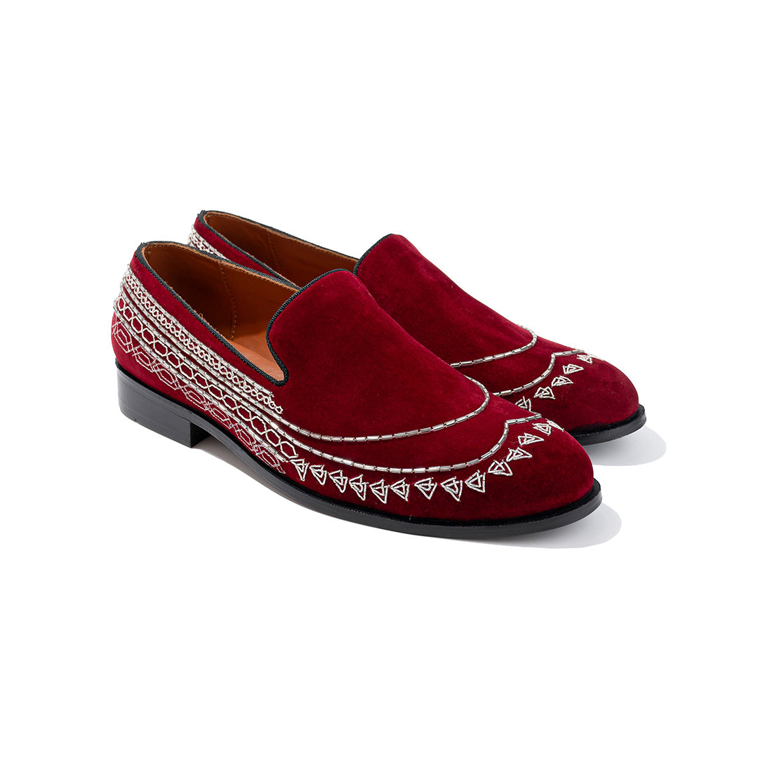 The Alternate Maroon velvet slip-ons