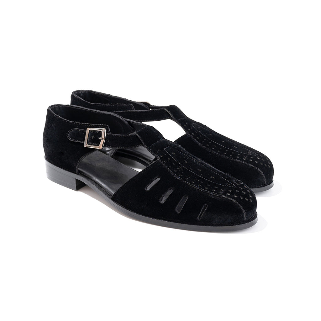 The Alternate Velvet Sandals- Black