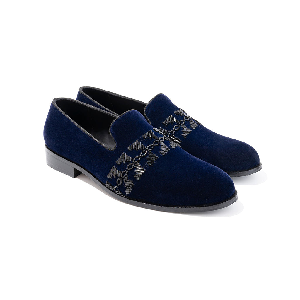 The Alternate velvet slip-ons- Blue