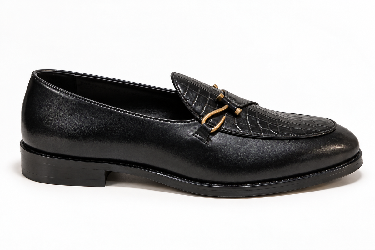 CROCO HOOK LOAFER-BLACK