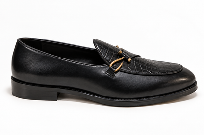 CROCO HOOK LOAFER-BLACK