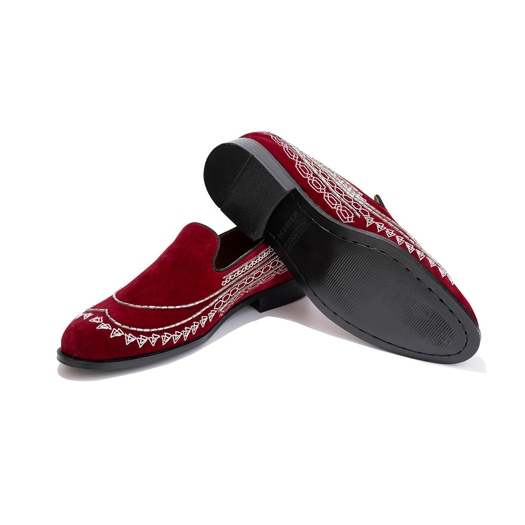 The Alternate Maroon velvet slip-ons