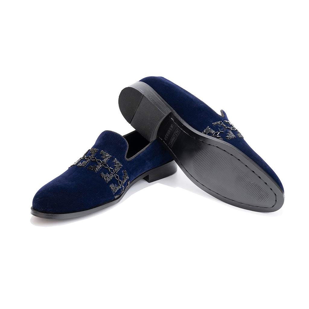 The Alternate velvet slip-ons- Blue