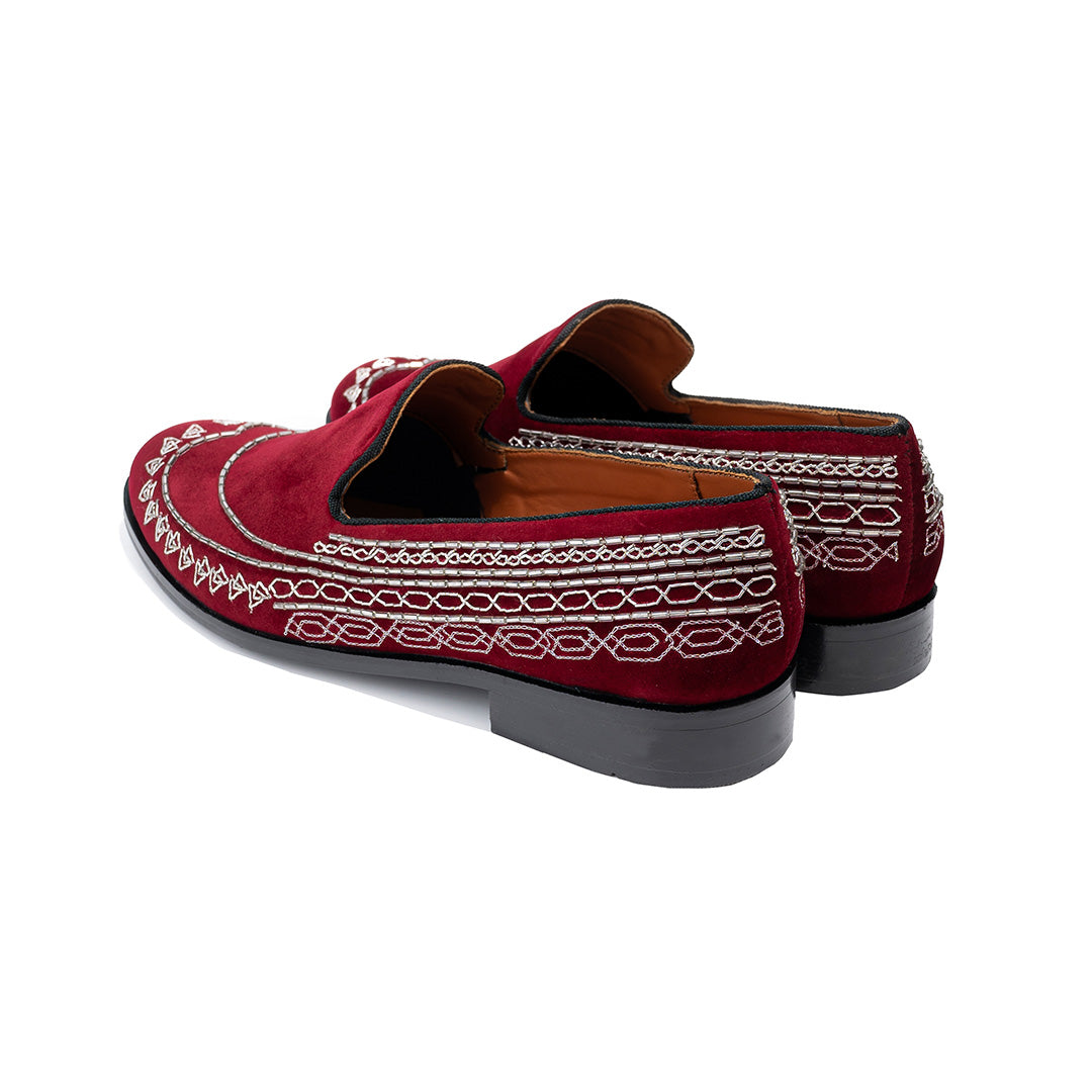 The Alternate Maroon velvet slip-ons