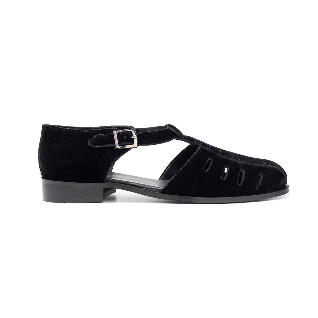 The Alternate Velvet Sandals- Black