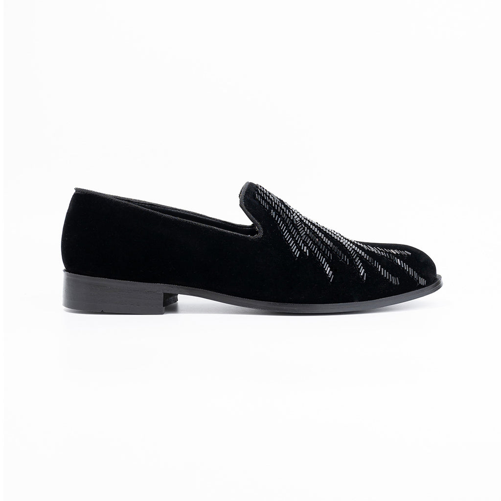 The Alternate black velvet slip-ons